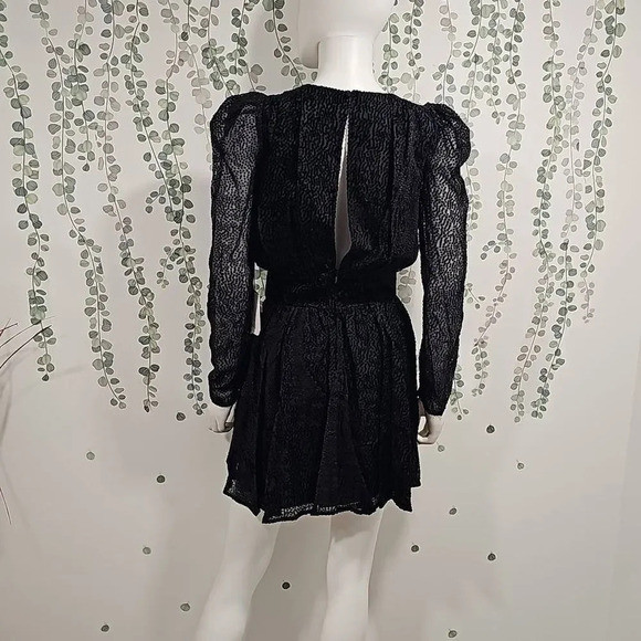 New LINI Gemma Velvet Polka Dot Long Sheer Sleeves Mini Cocktail Dress S - Picture 7 of 13